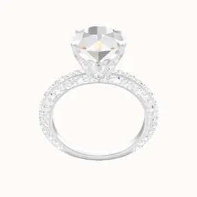 3/4 Three Row Pave Engagement Ring With Pave Tulip Prongs w. Surprise Diamond Head