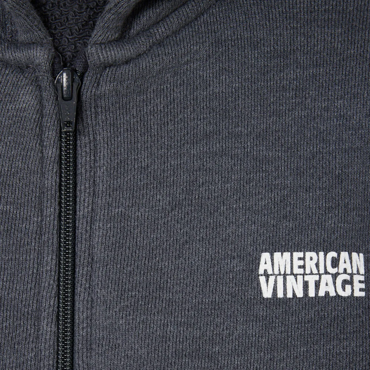 AMERICAN VINTAGE Doven Zip-Through Logo Hoodie - Charcoal