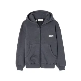 AMERICAN VINTAGE Doven Zip-Through Logo Hoodie - Charcoal