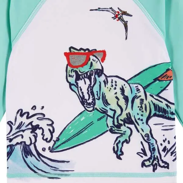 Andy & Evan Infant Raglan Rashguard and Boardshort Set , Surfing Dinosaur