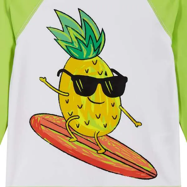 Andy & Evan Raglan Rashguard and Boardshort Set , Surfing Pineapple Graphic