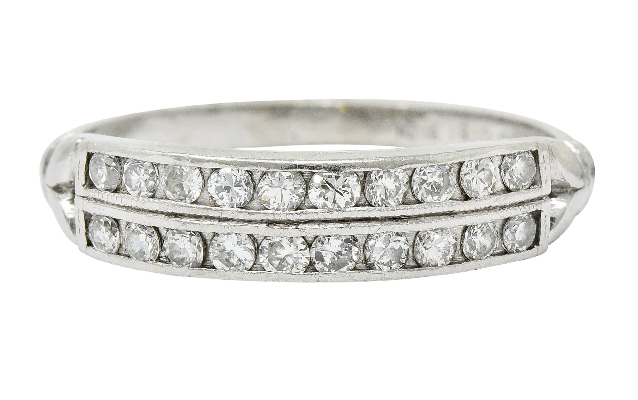 Art Deco 0.50 CTW Diamond Platinum Tulip Band Ring