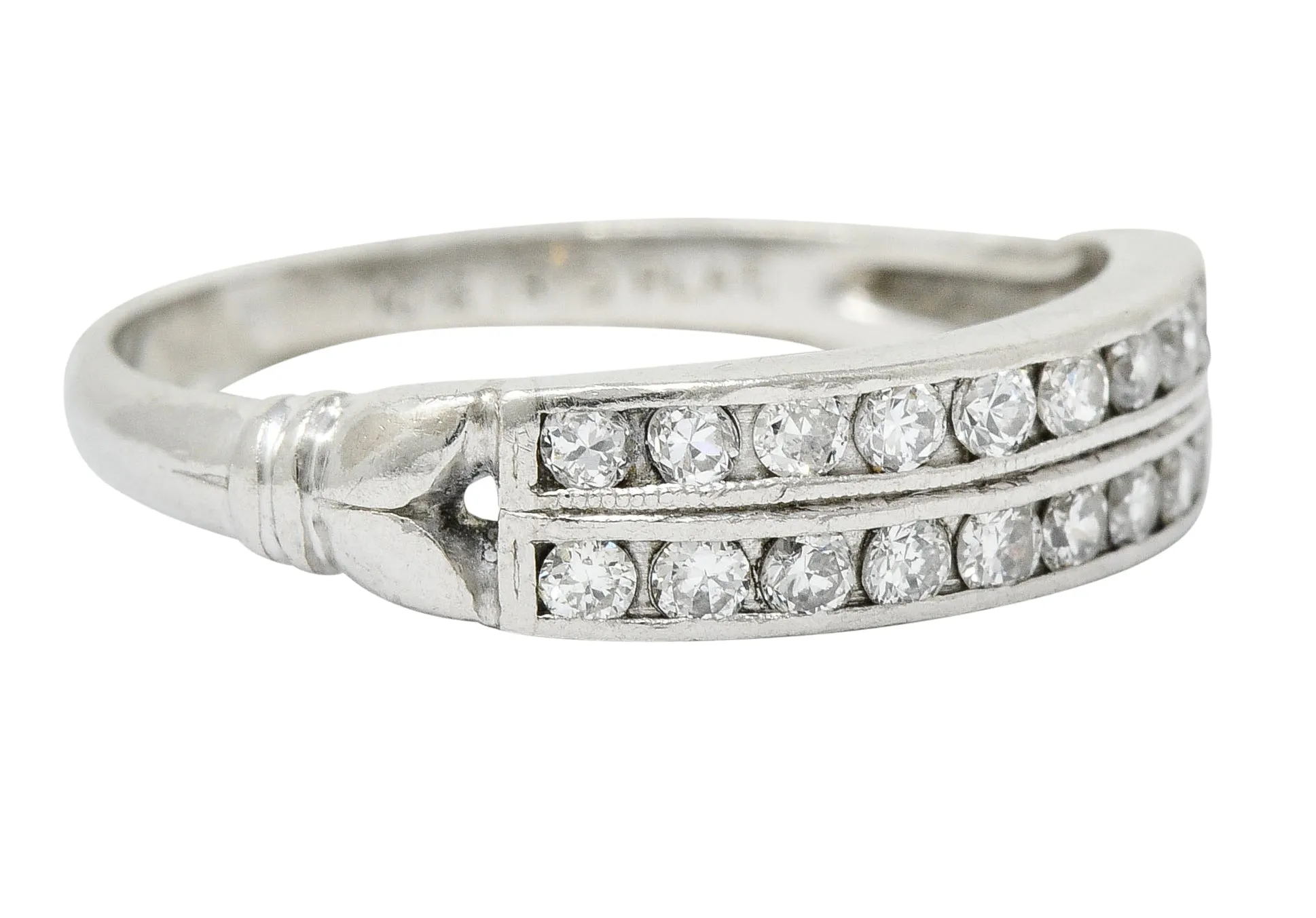 Art Deco 0.50 CTW Diamond Platinum Tulip Band Ring