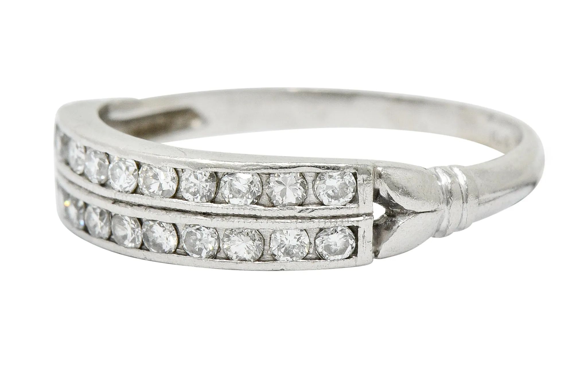 Art Deco 0.50 CTW Diamond Platinum Tulip Band Ring