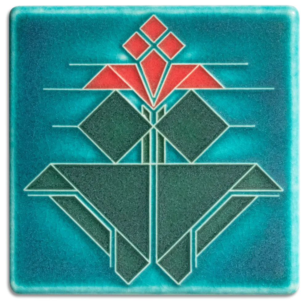 Avery Tulip 4x4 Tile in Turquoise