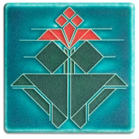 Avery Tulip 4x4 Tile in Turquoise