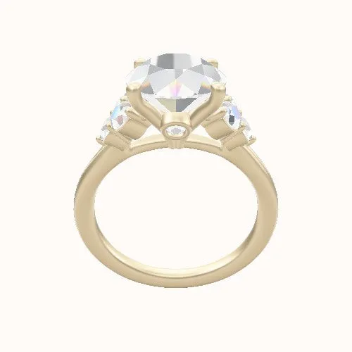 Cathedral Band with Round Sidestones (0.50 CTW) Engagement Ring With Accent Diamond Head