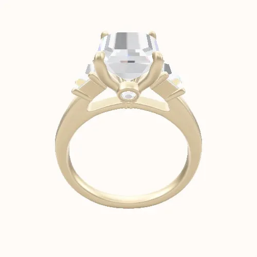 Cathedral Band with Trapezoid Sidestones Engagement Ring With Accent Diamond Head