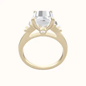 Cathedral Band with Trapezoid Sidestones Engagement Ring With Accent Diamond Head