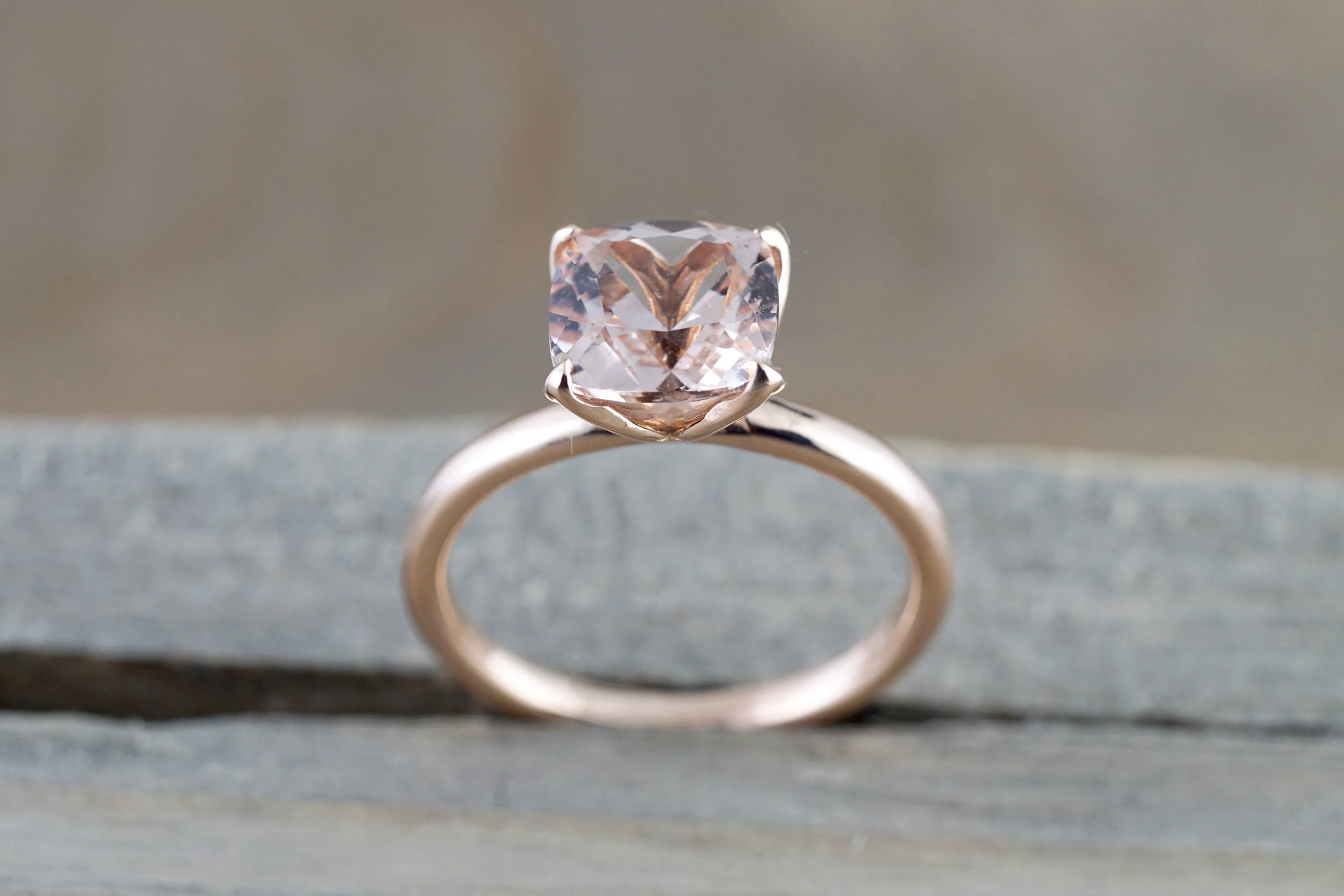 Cushion Morganite Tulip Ring