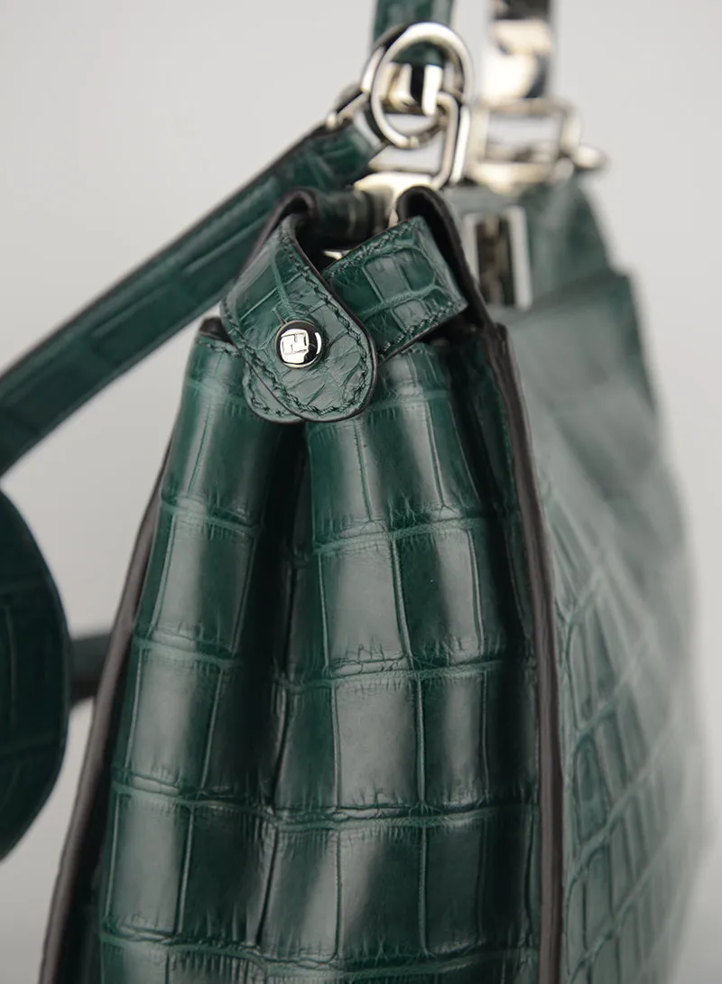 Fendi Borsa Peekaboo in cocco verde