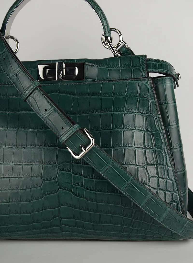 Fendi Borsa Peekaboo in cocco verde