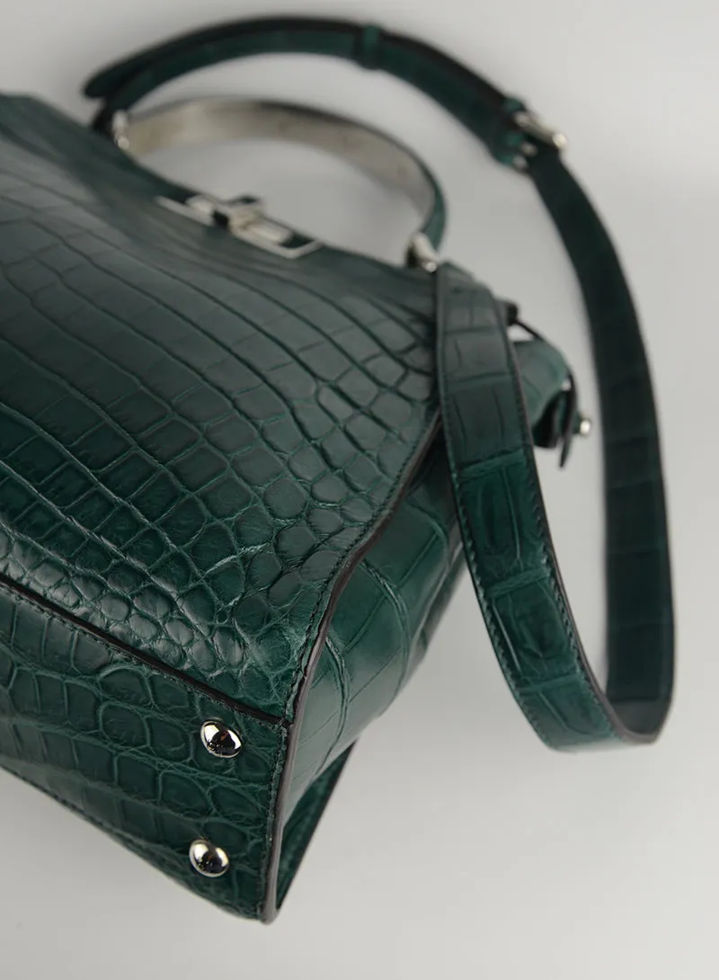 Fendi Borsa Peekaboo in cocco verde