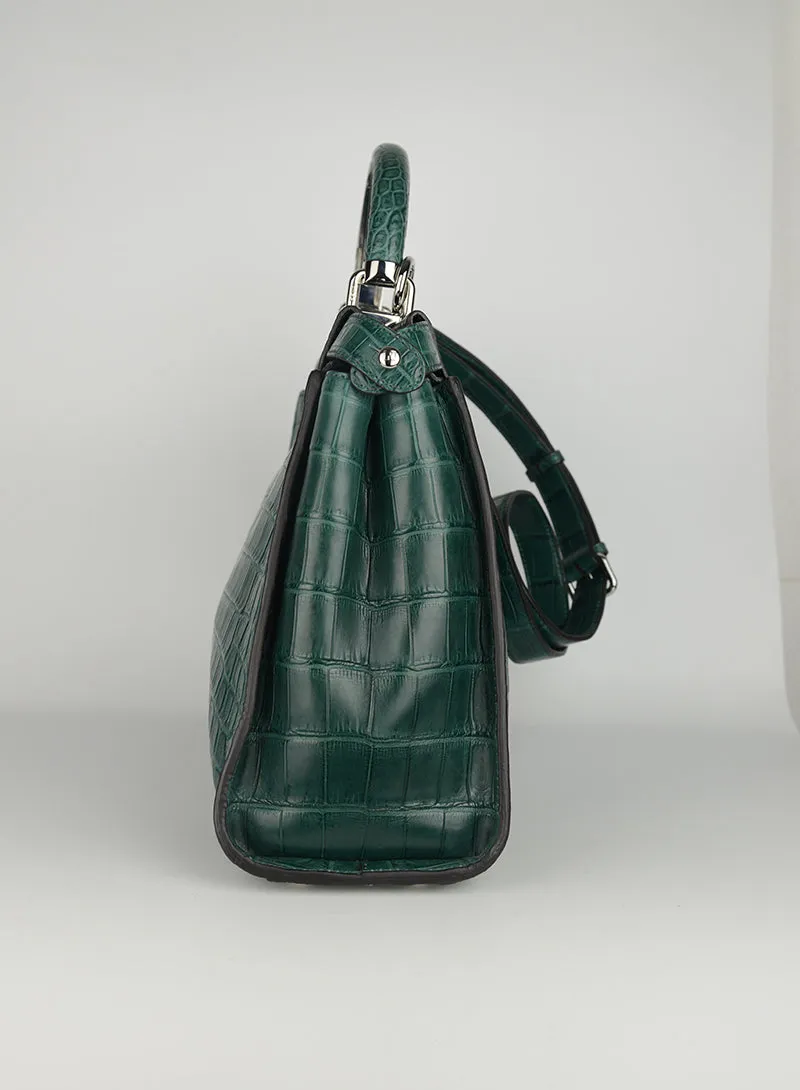 Fendi Borsa Peekaboo in cocco verde