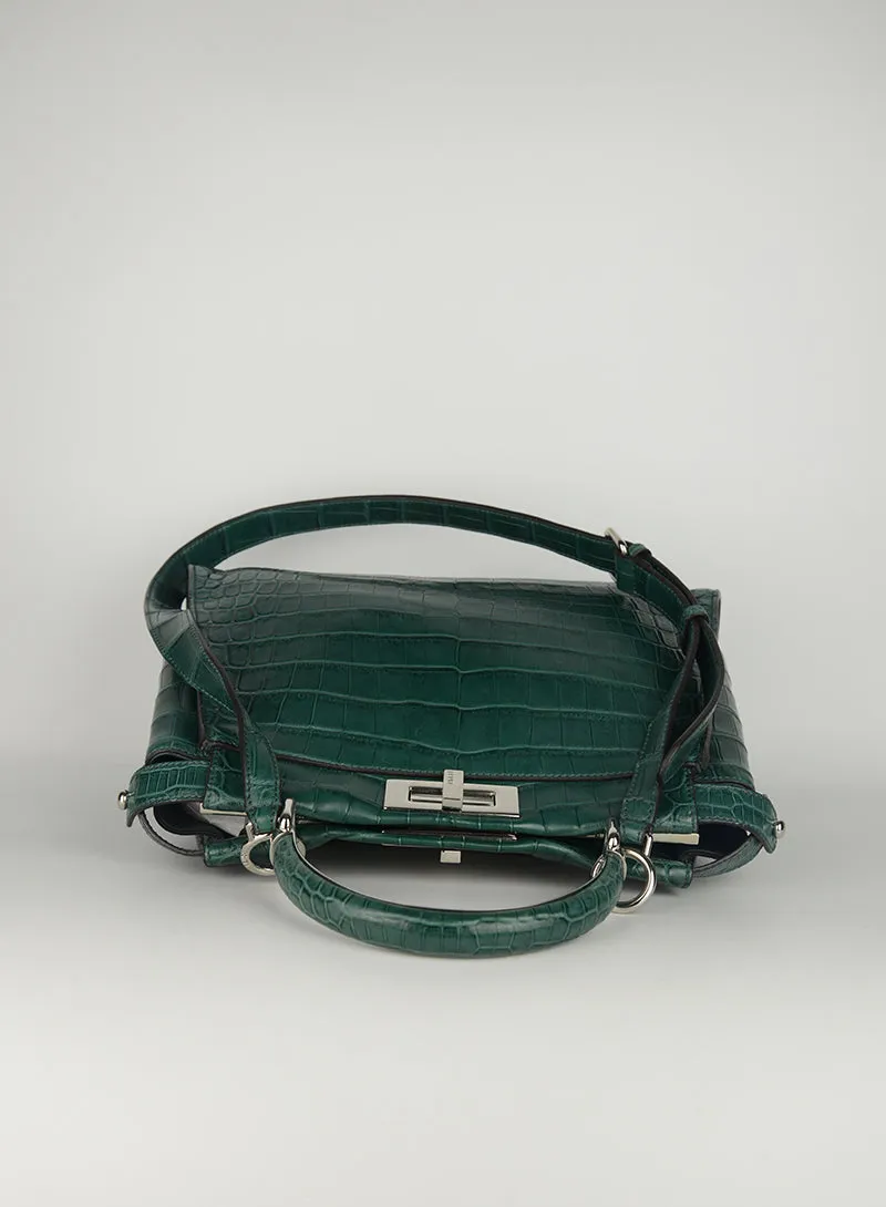 Fendi Borsa Peekaboo in cocco verde