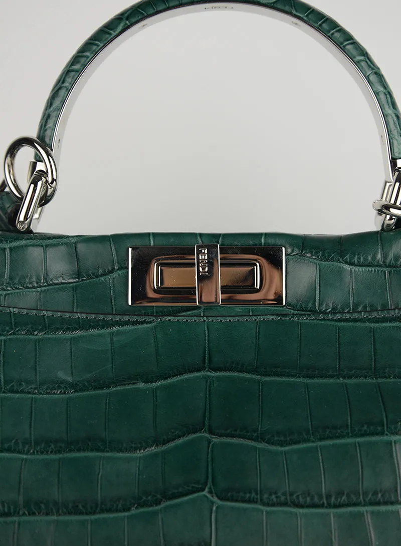 Fendi Borsa Peekaboo in cocco verde