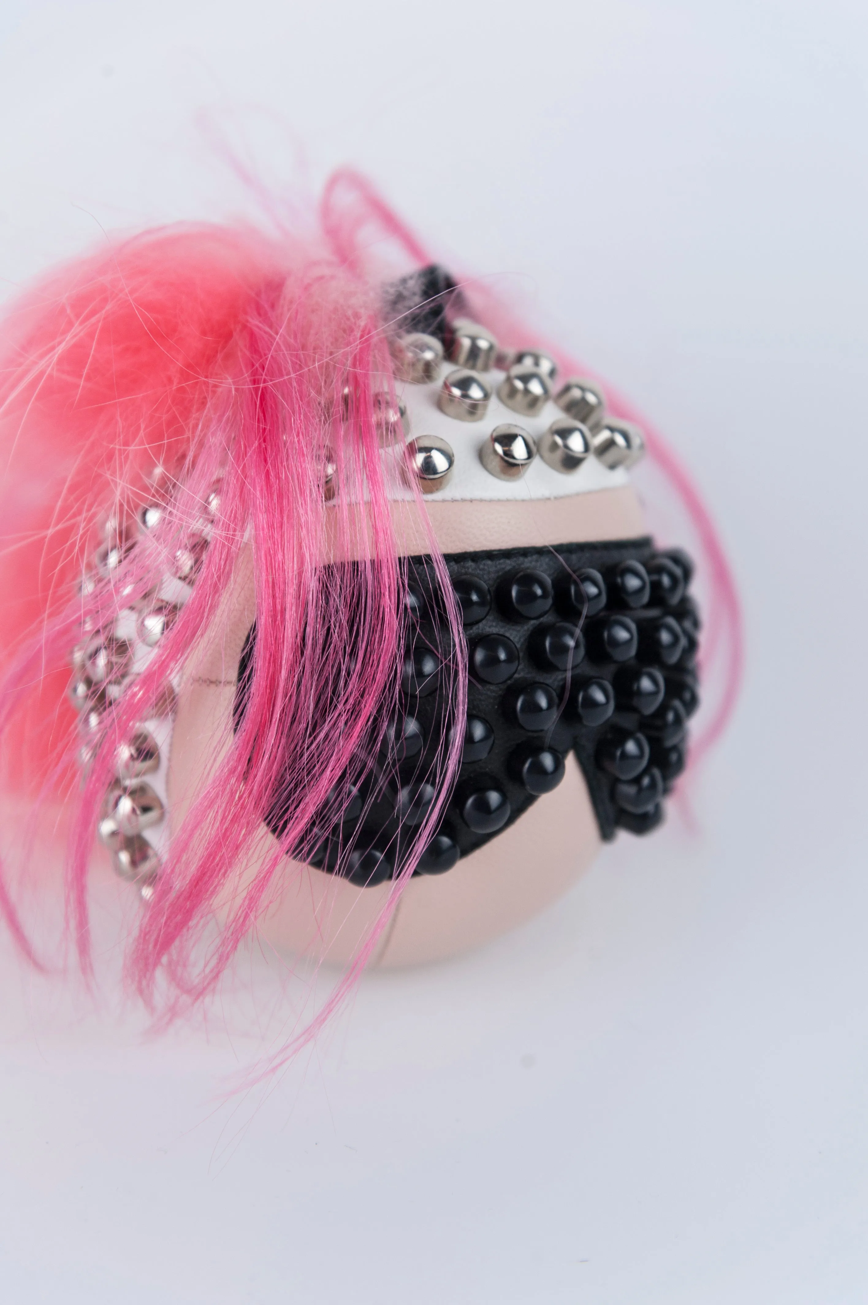 Fendi Portachiavi Karlito Punk con capelli cresta rosa shocking