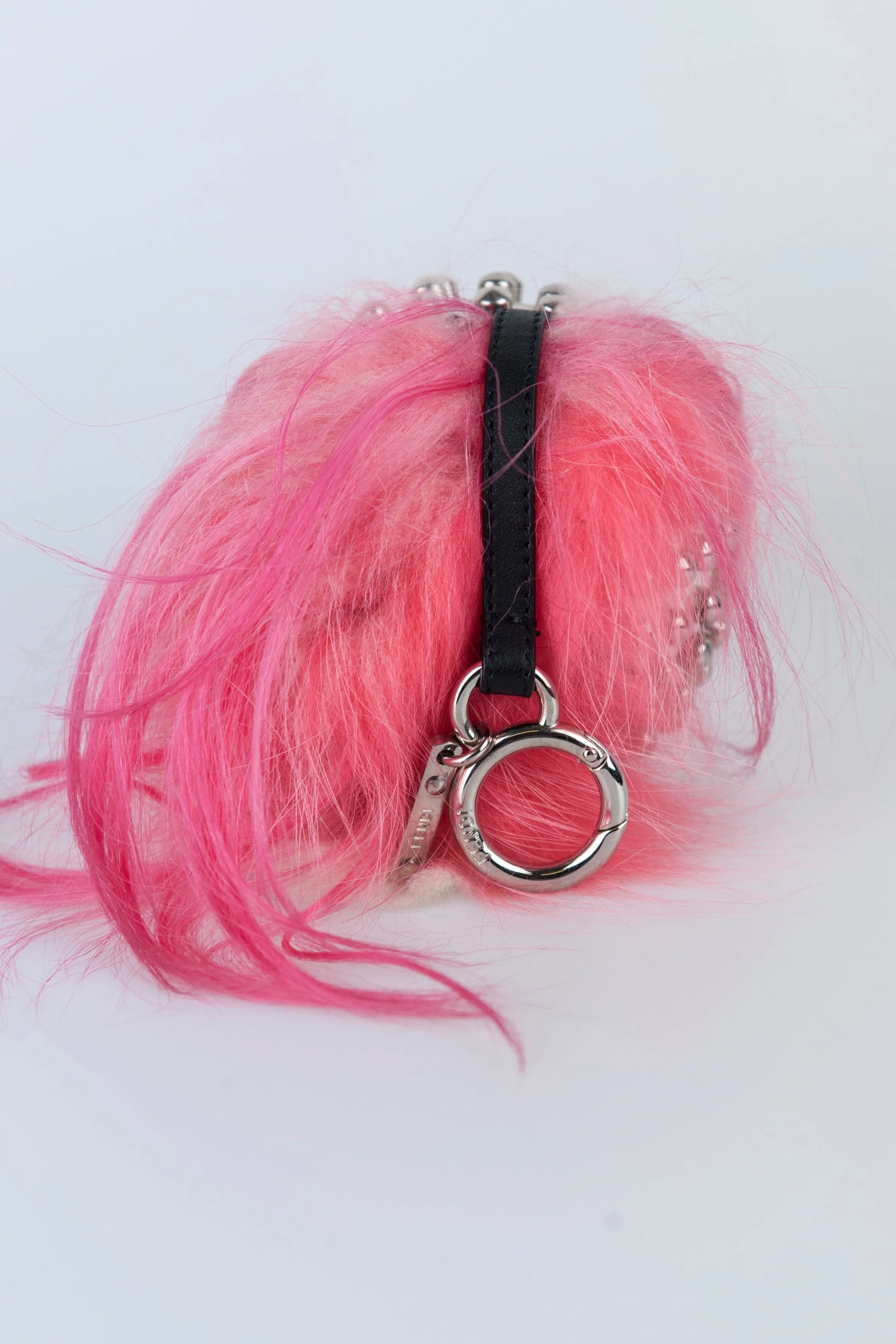 Fendi Portachiavi Karlito Punk con capelli cresta rosa shocking