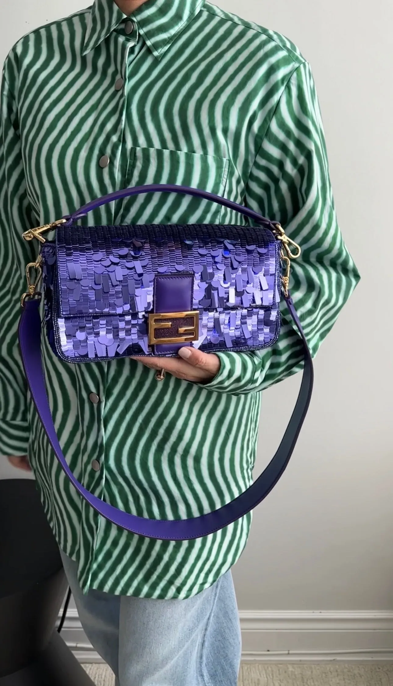 Fendi Purple Sequin Baguette 25th Anniversary