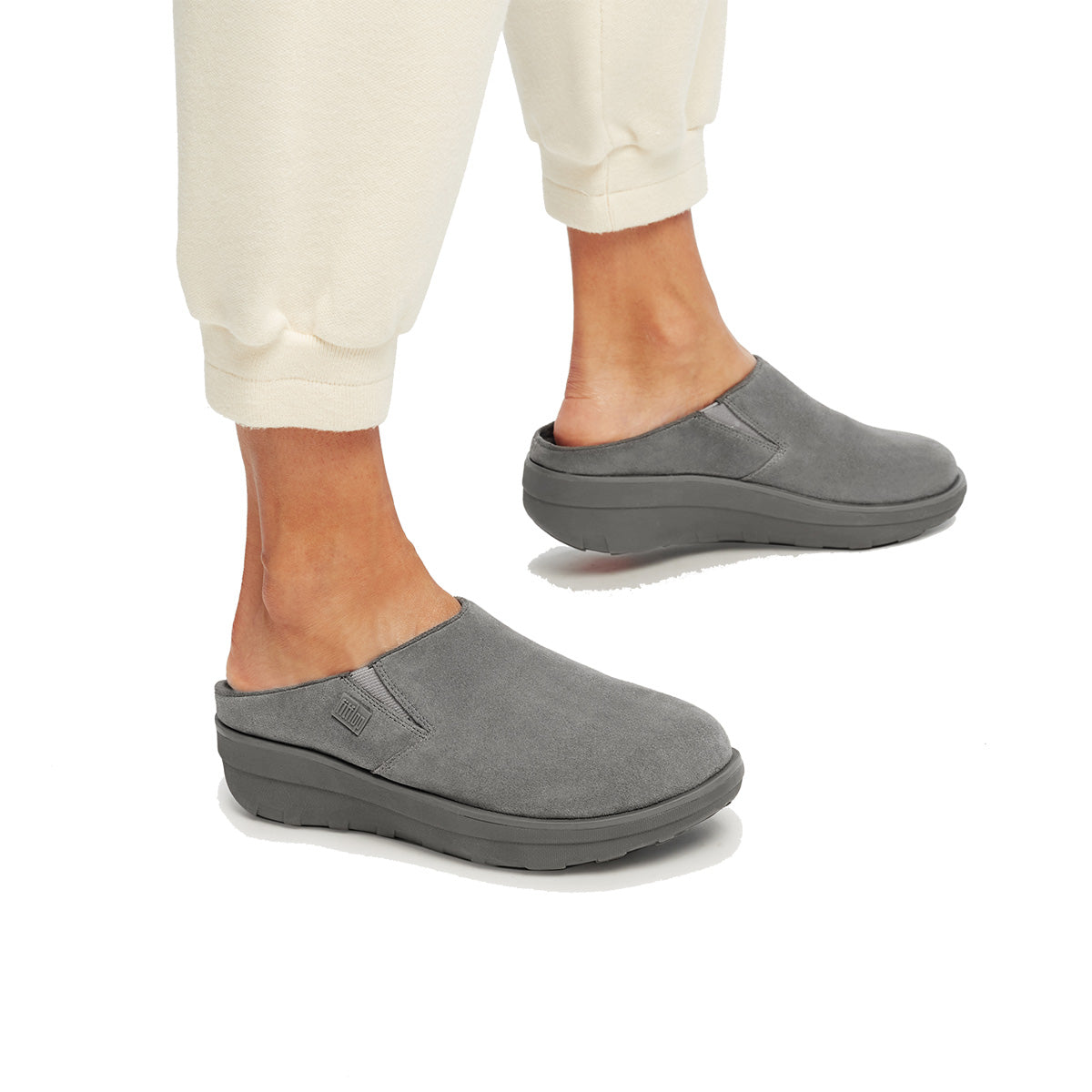 Fit Flop Loaff Suede Clogs Grey   