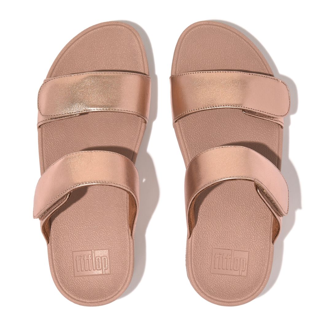 Fit Flop Lulu Adjustable Slides Rose Gold    