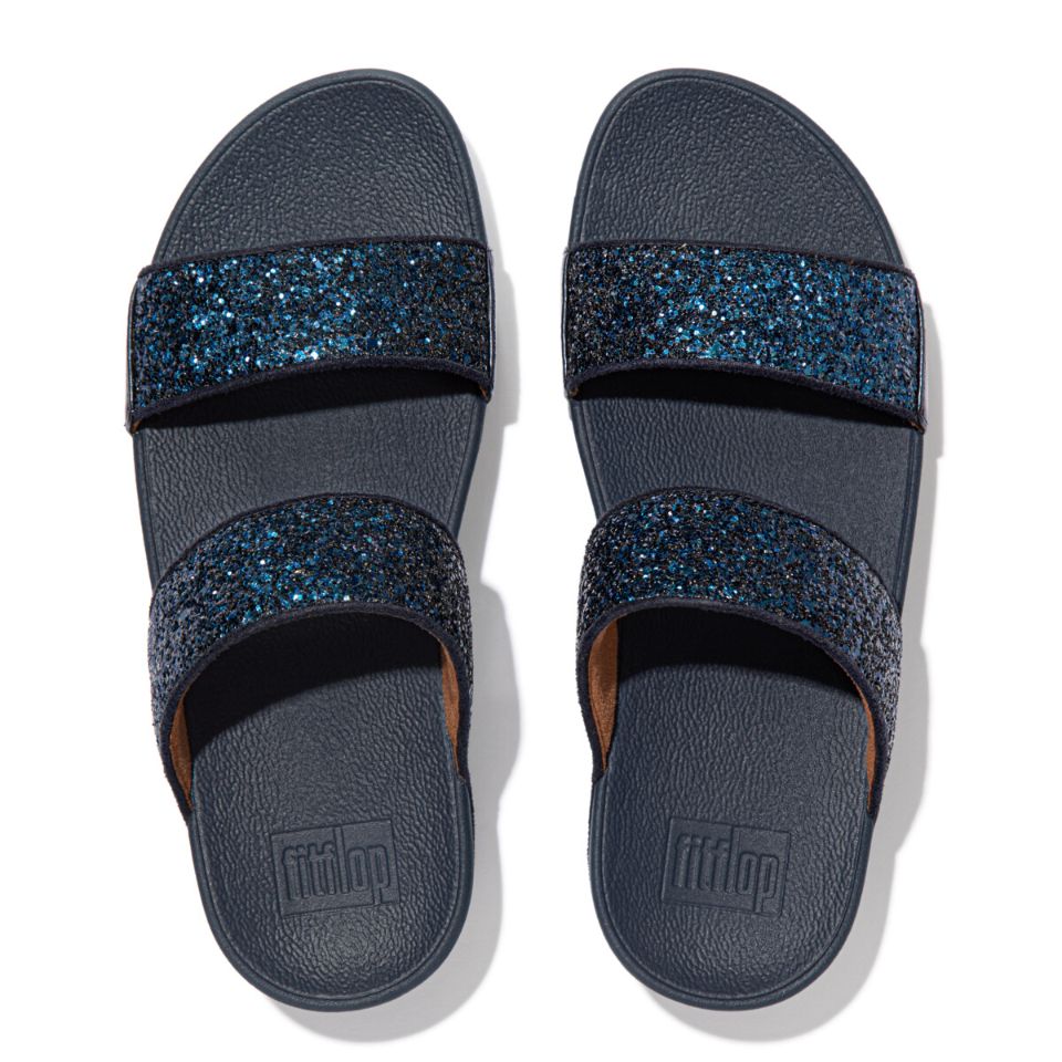 Fit Flop Lulu Glitter Slides Midnight Navy     