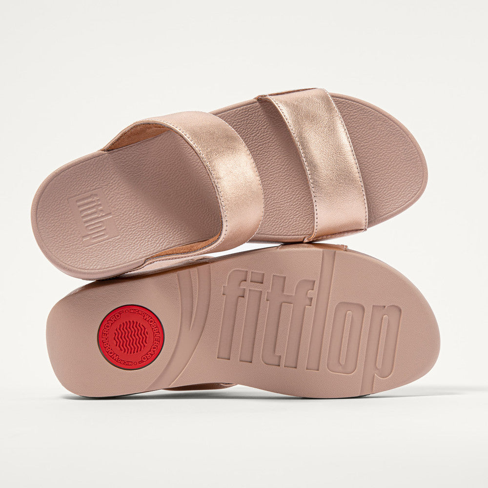 Fit-Flop Lulu Leather Slides Rose Gold    