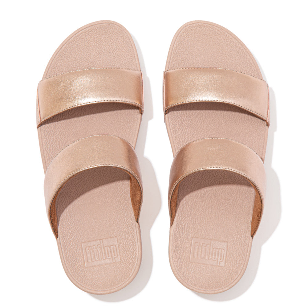 Fit-Flop Lulu Leather Slides Rose Gold    