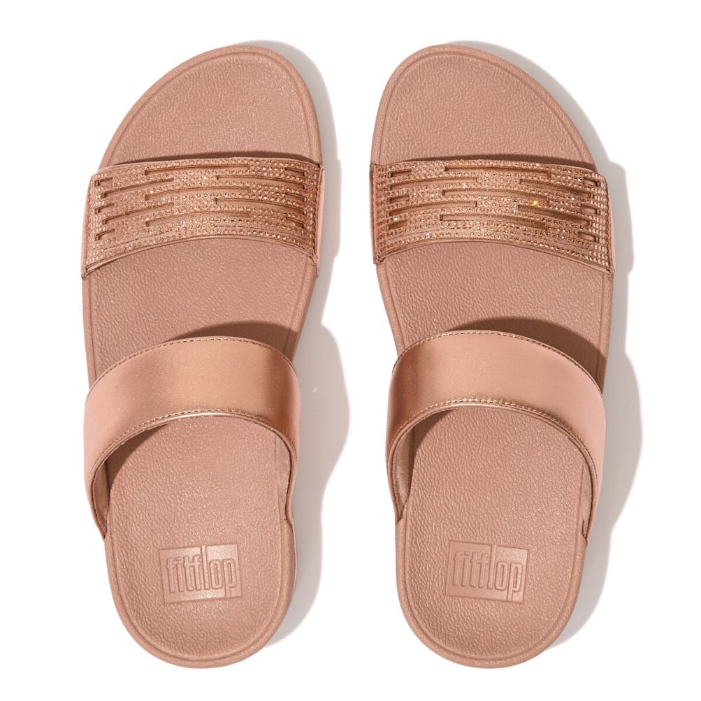 Fit Flop Lulu Slides Rose Gold    