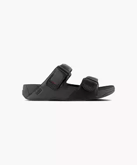 FitFlop Gogh Moc Embossed-Leather All Black Mens Slides