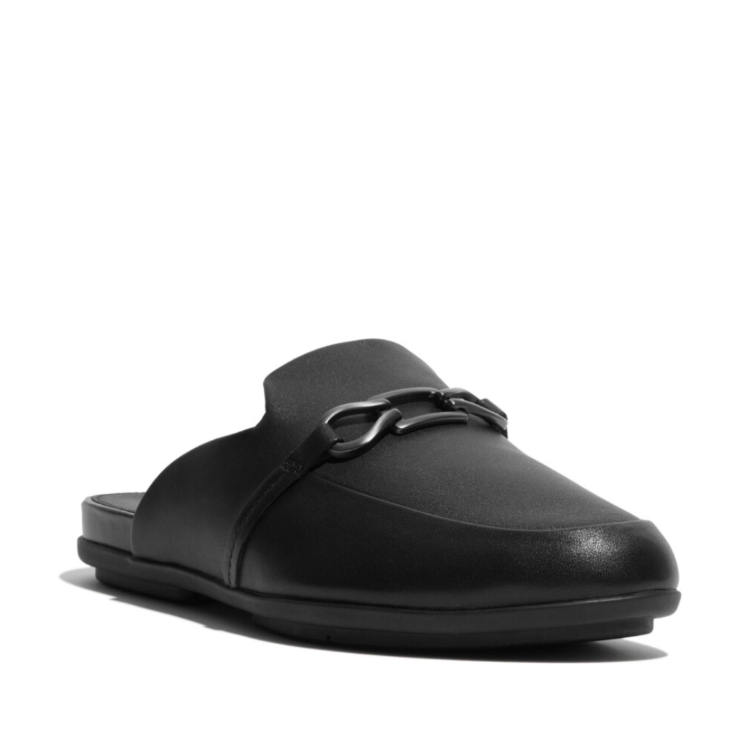 FitFlop Gracie Chain Leather Mules Black