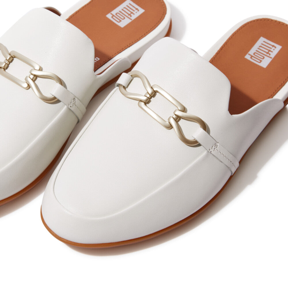 FitFlop Gracie Chain Leather Mules Cream