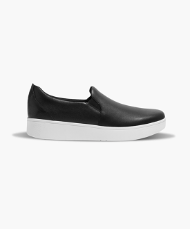 Fitflop Rally Leather Slip-On Skate Sneakers Black