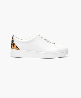 FitFlop Rally Leopard-Back Sneakers White