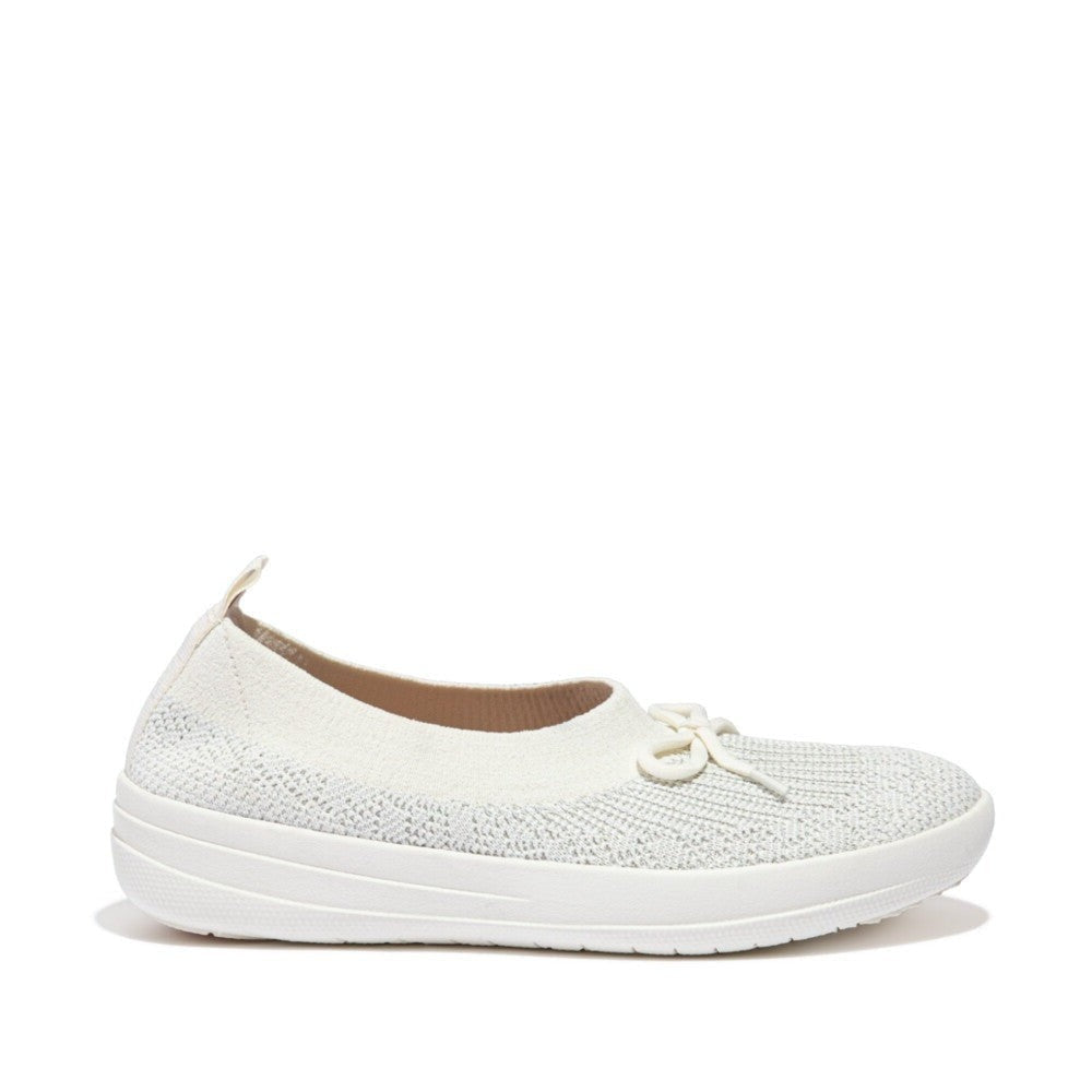 FitFlop Uberknit Bow Cream/Silver Ballet Flats