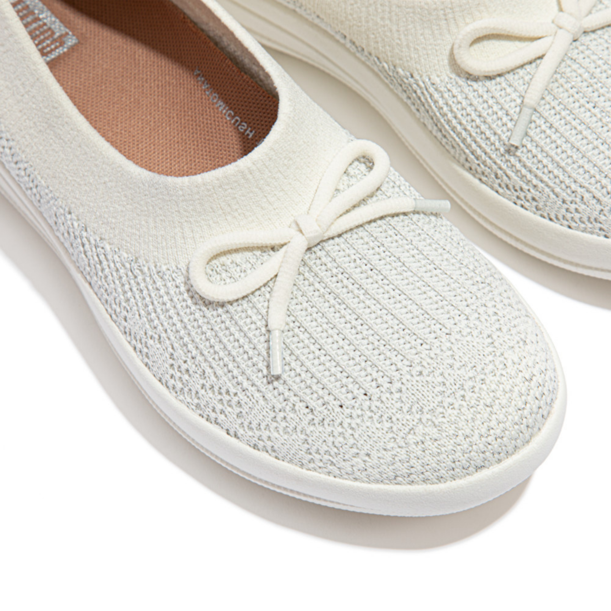 FitFlop Uberknit Bow Cream/Silver Ballet Flats