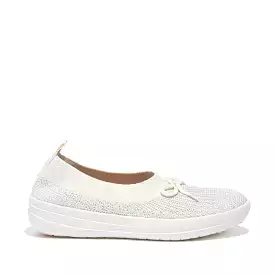 FitFlop Uberknit Bow Cream/Silver Ballet Flats