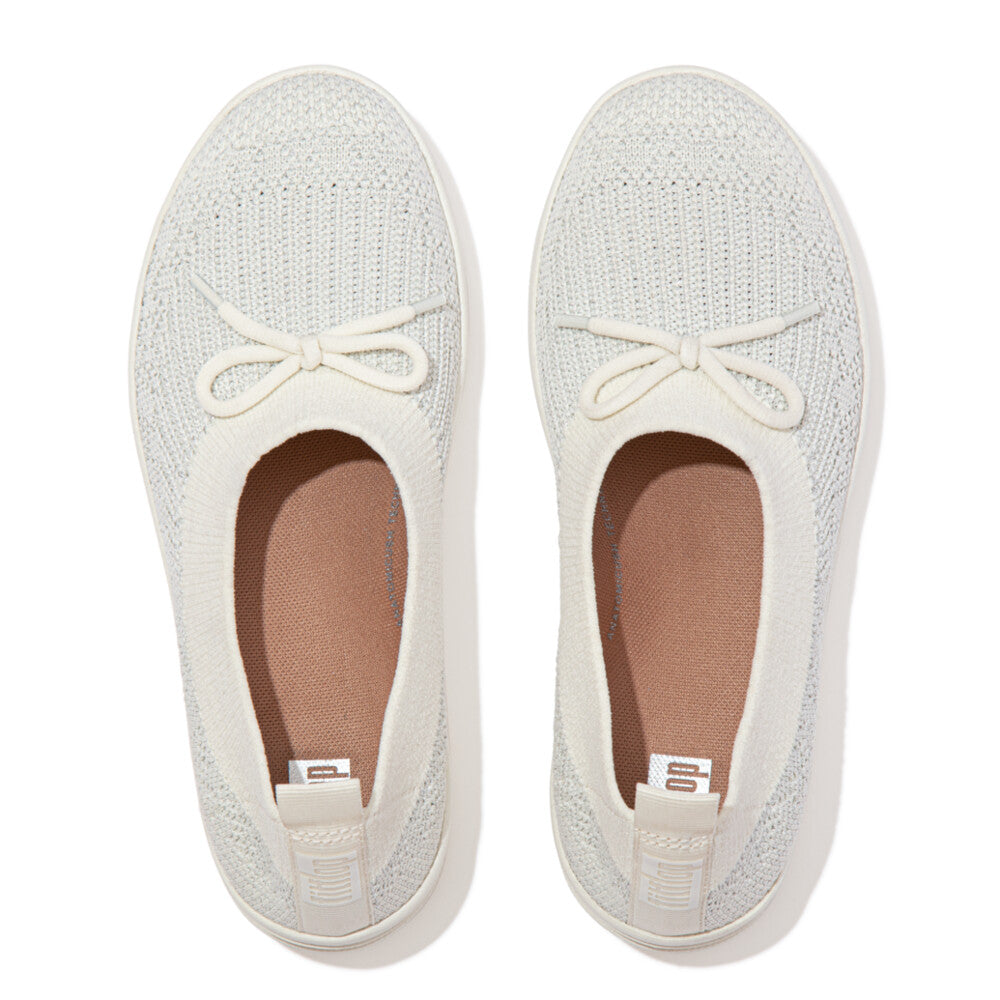 FitFlop Uberknit Bow Cream/Silver Ballet Flats