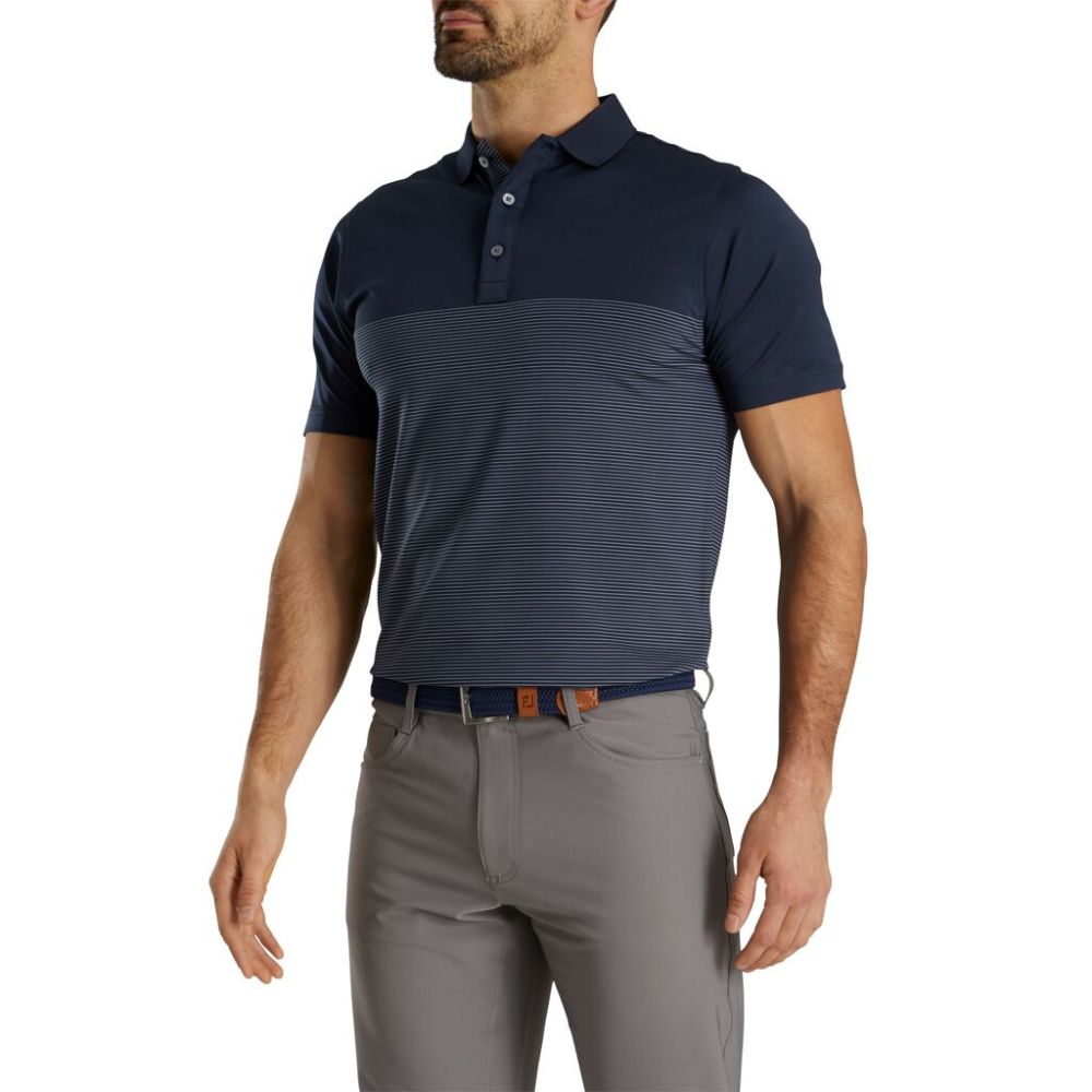 Footjoy Men's Engineered Pin Stripe Lisle Golf Polo