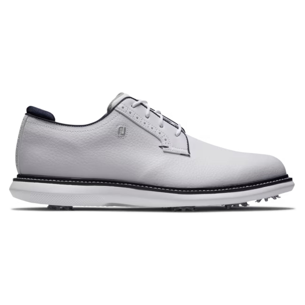 FootJoy Mens Traditions Blucher Cleated Golf Shoes - White/White/Navy