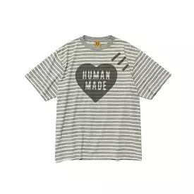 HUMAN MADE STRIPED HEART T-SHIRT - GRAY