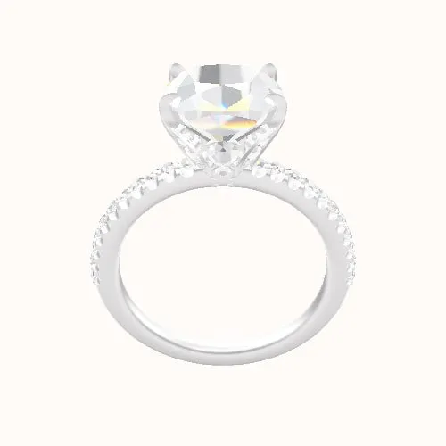 illusion Pave Engagement Ring With Pave Tulip Prongs w. Surprise Diamond Head