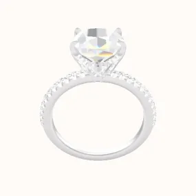 illusion Pave Engagement Ring With Pave Tulip Prongs w. Surprise Diamond Head