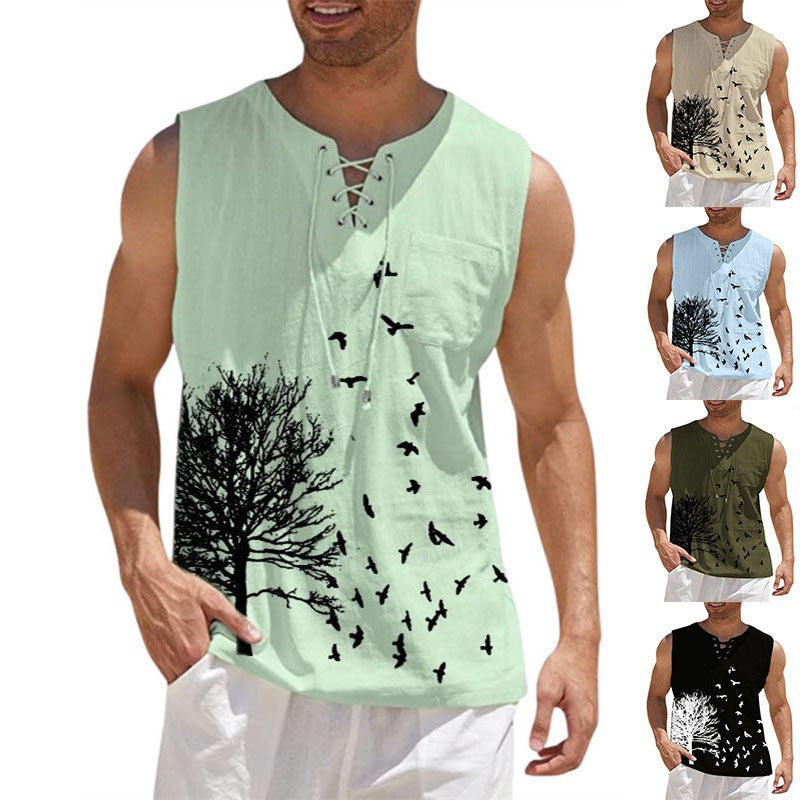 Independent Station Digital Express Men's New Printed Sleeveless