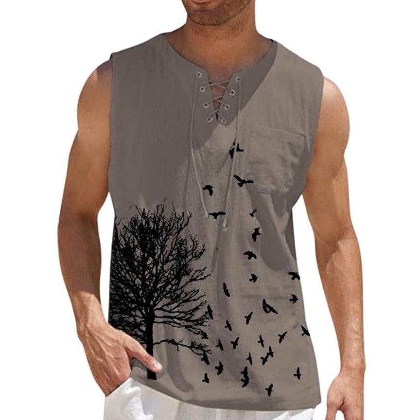 Independent Station Digital Express Men's New Printed Sleeveless