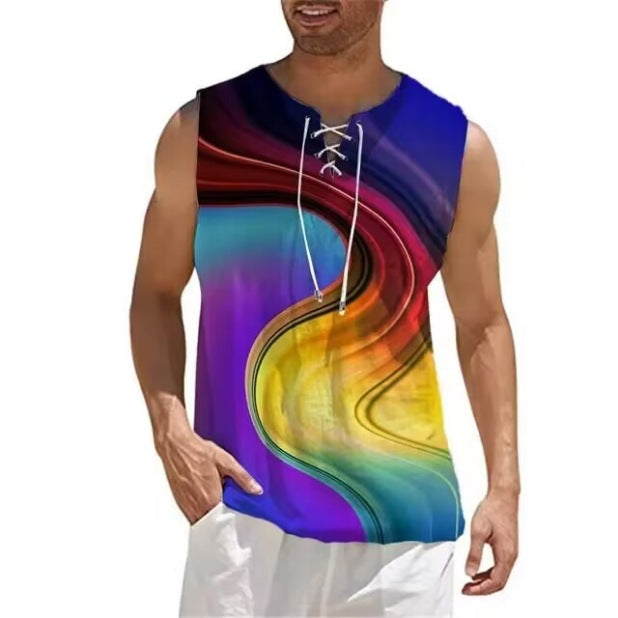 Independent Station Digital Express Men's New Printed Sleeveless