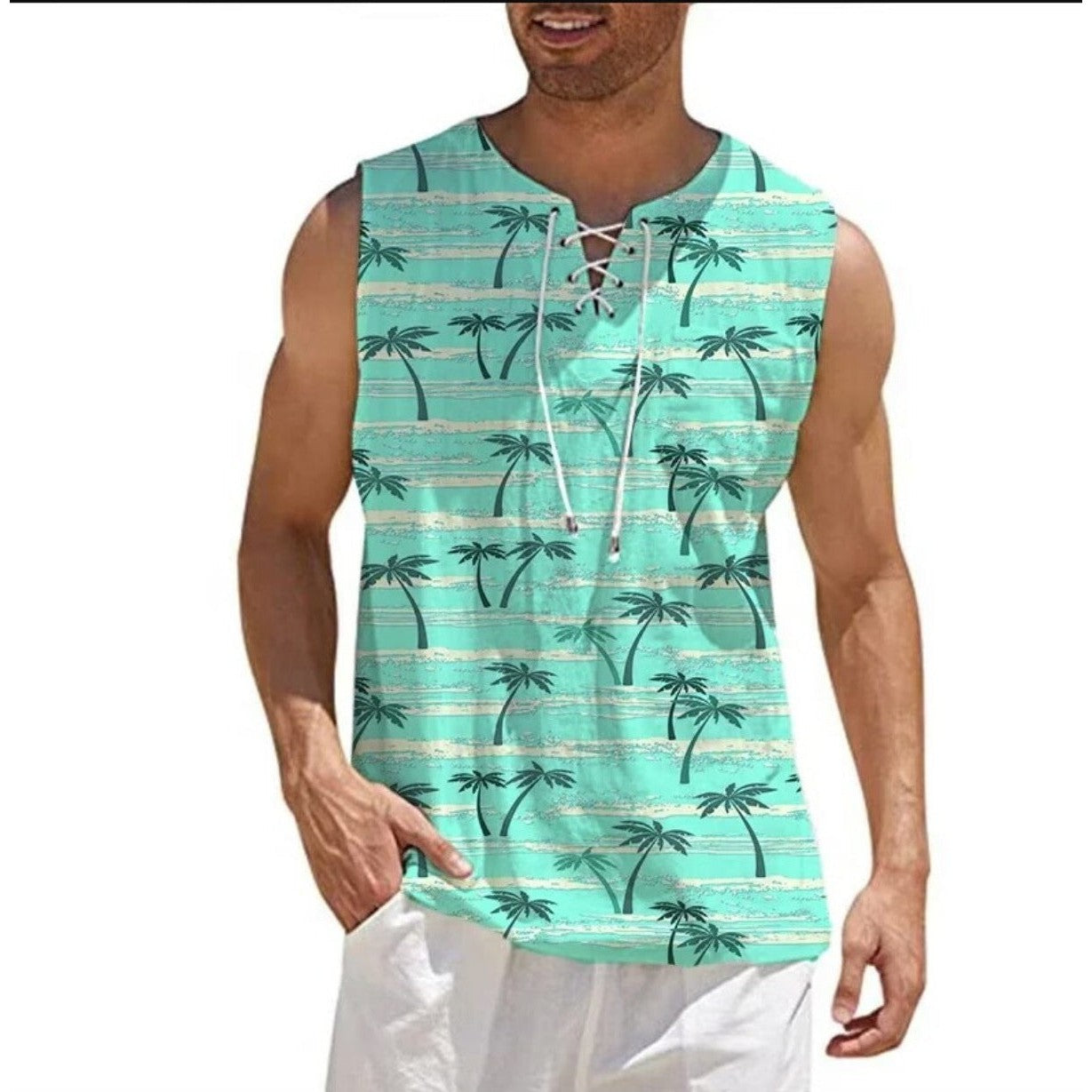 Independent Station Digital Express Men's New Printed Sleeveless