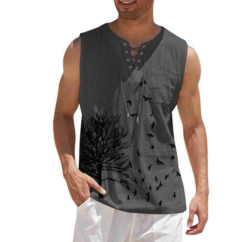 Independent Station Digital Express Men's New Printed Sleeveless