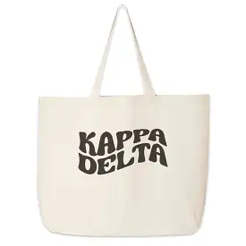 Kappa Delta Large Canvas Sorority Tote Bag with Simple Mod Design