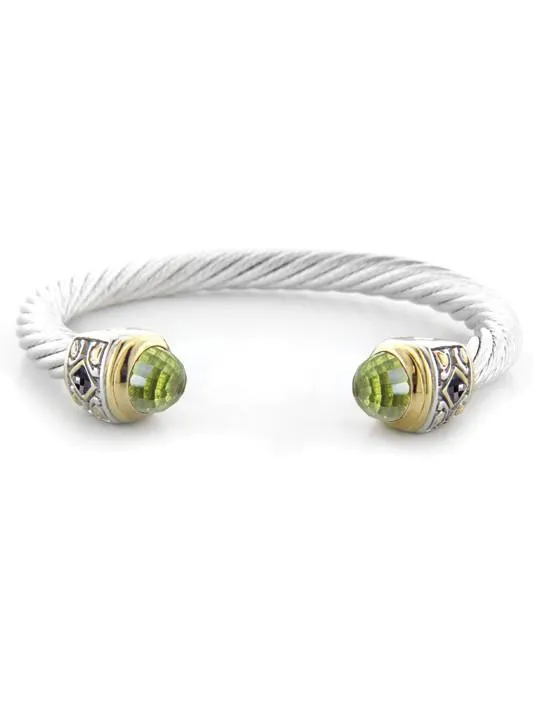 Nouveau Large Wire Cuff with Accent Stone Bracelet by John Medeiros - Available in Multiple Colors